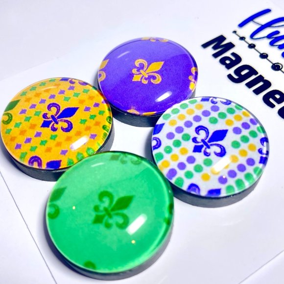 Set of 4 Magnets - Mardi Gras 1 Glass Refrigerator Kitchen Whiteboard - Picture 3 of 3